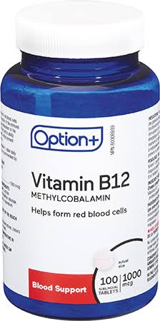 Option + - Vitamin B12 Methylcobalamin | 1000mcg X 100 Sublingual Tabs