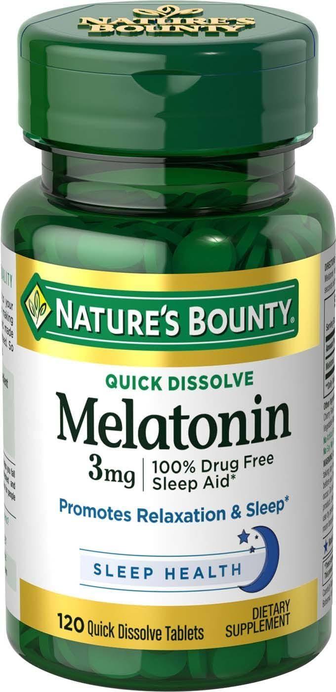 Nature's Bounty Melatonin Triple Strength 3mg Sleep Aid Dietary Supplement Tablets - 120 CT