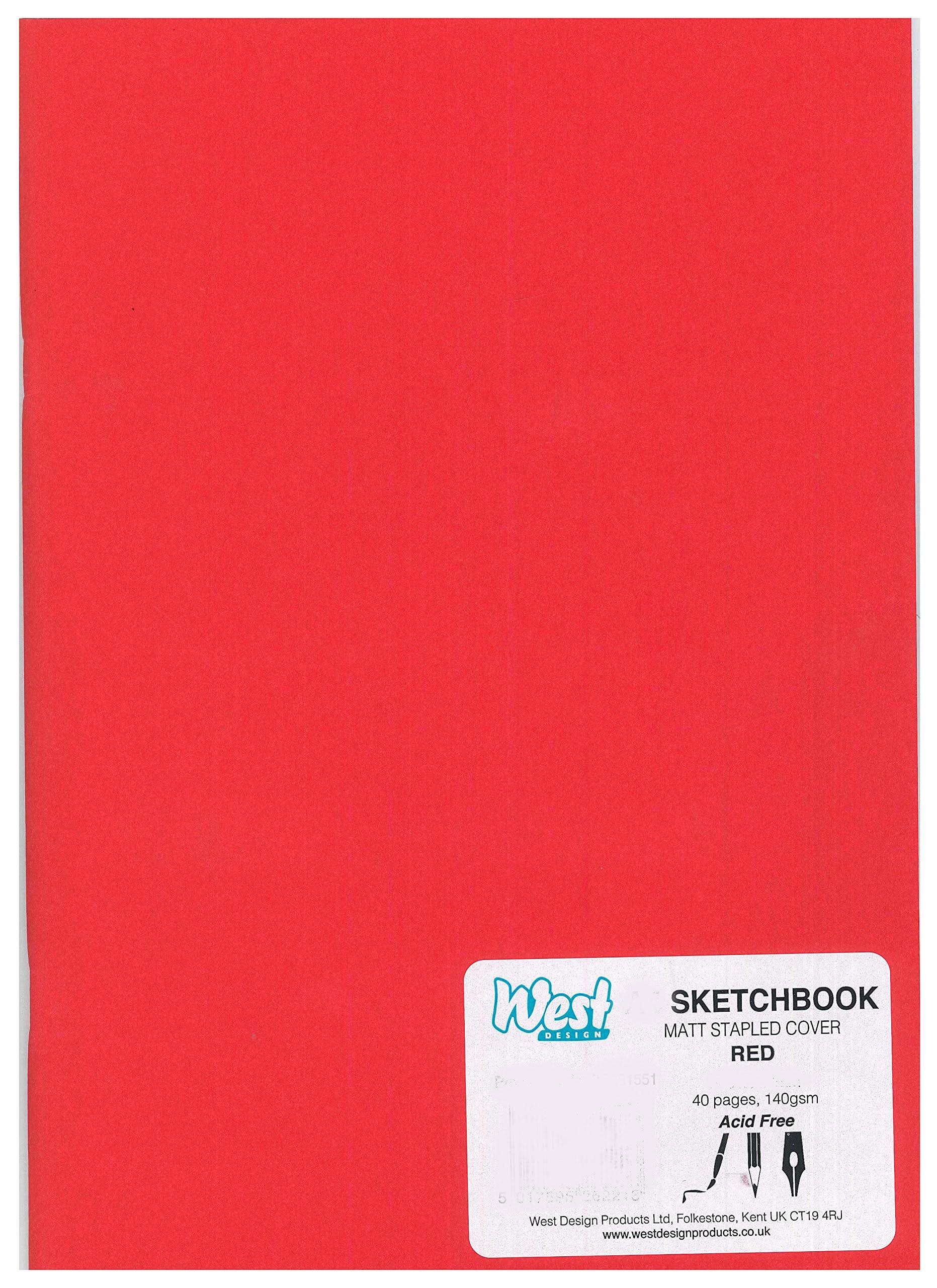 West - A3 Matt Sketchbook, 140gsm 40 pages, Red