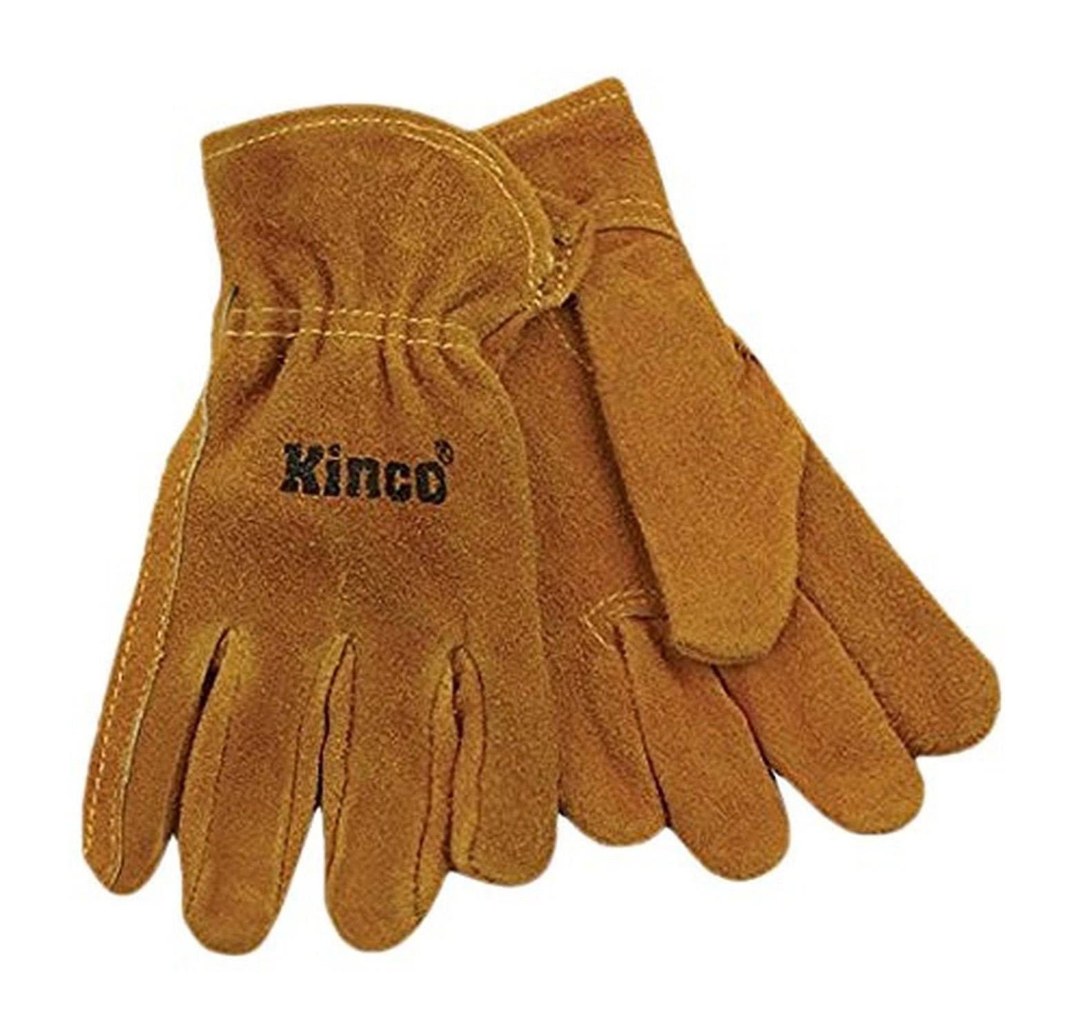 Kinco 50-KS Driver Gloves, Men's, S, Keystone Thumb, Easy-On Cuff, Suede Cowhide Leather, Gold