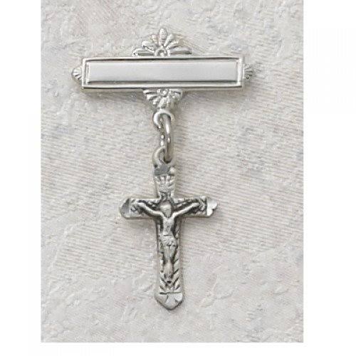 Sterling SilverCRUCIFIX RF Baby Pin Great Baptism Christening Gift Baby Badge