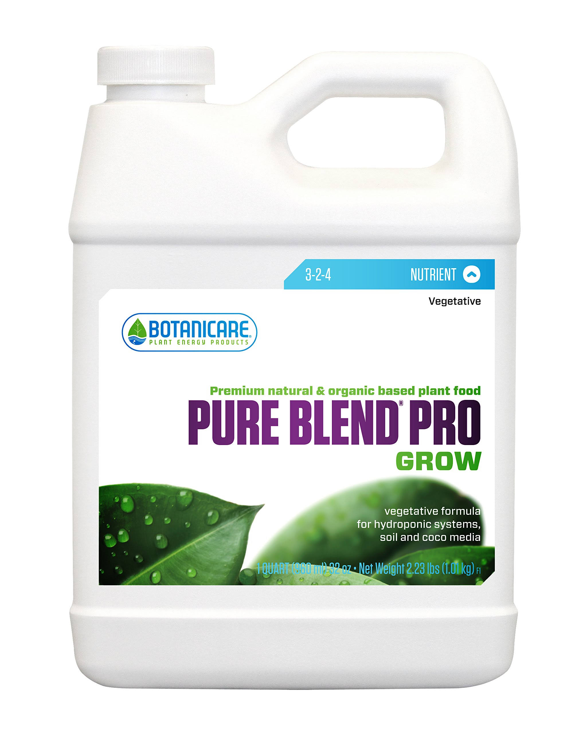 Botanicare Pure Blend Pro Grow Soil Nutrient 324 Formula - 1qt