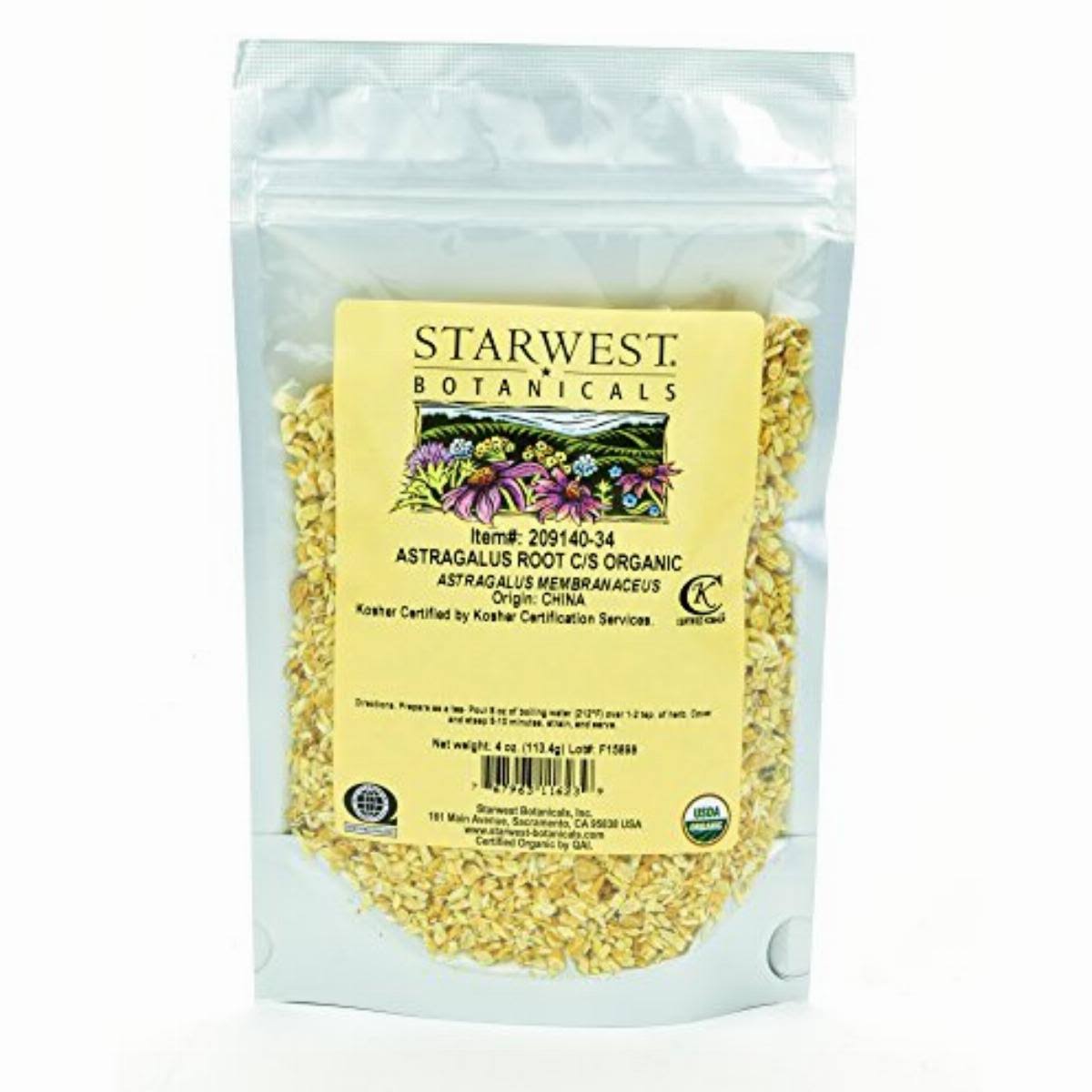 Starwest Botanicals Organic Astragalus Root Cut and Sifted 4 Ounces