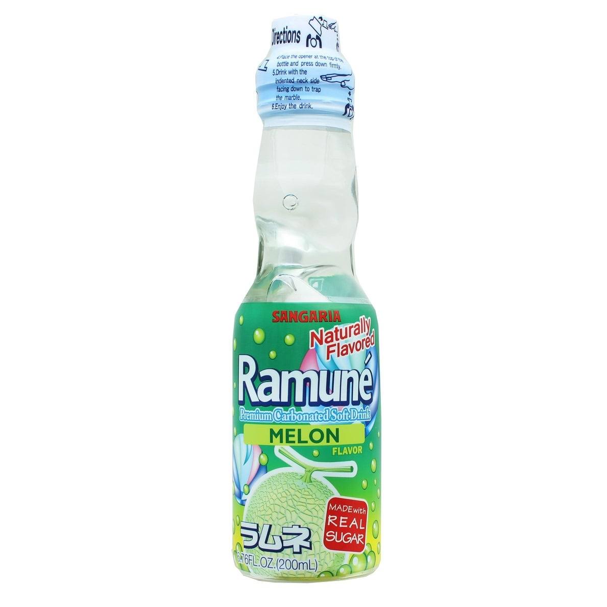Sangaria Ramune Carbonated Soft Drink - Melon Flavor, 6.76oz
