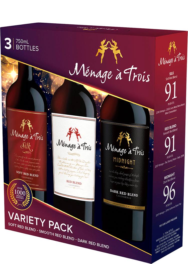 Menage A Trois Variety Pack Red Blend Red Wine | 750ml | California