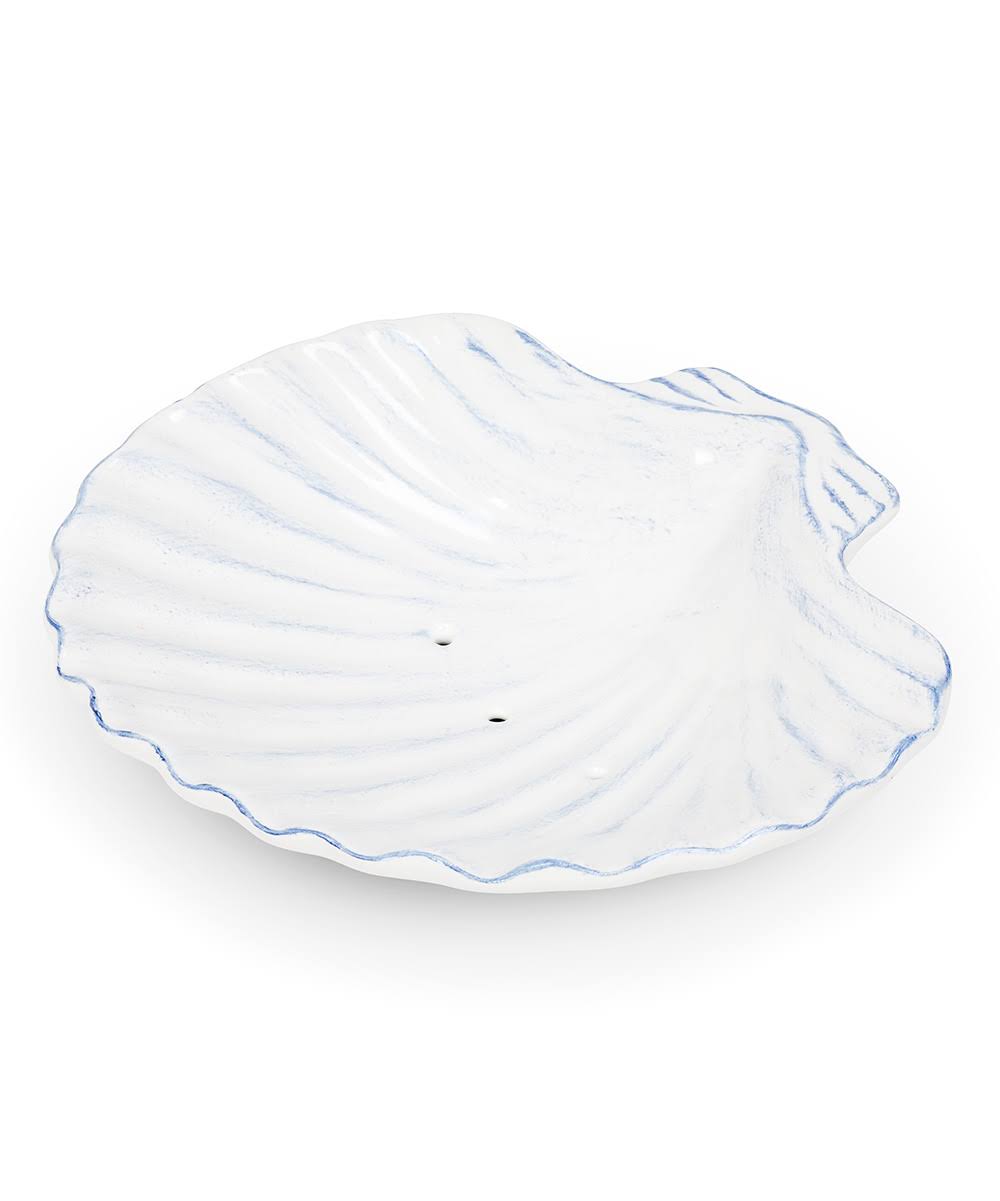 Abbott Collection 27-Seashell Ceramic Shell Soap Dish, 5 inches W, Whi