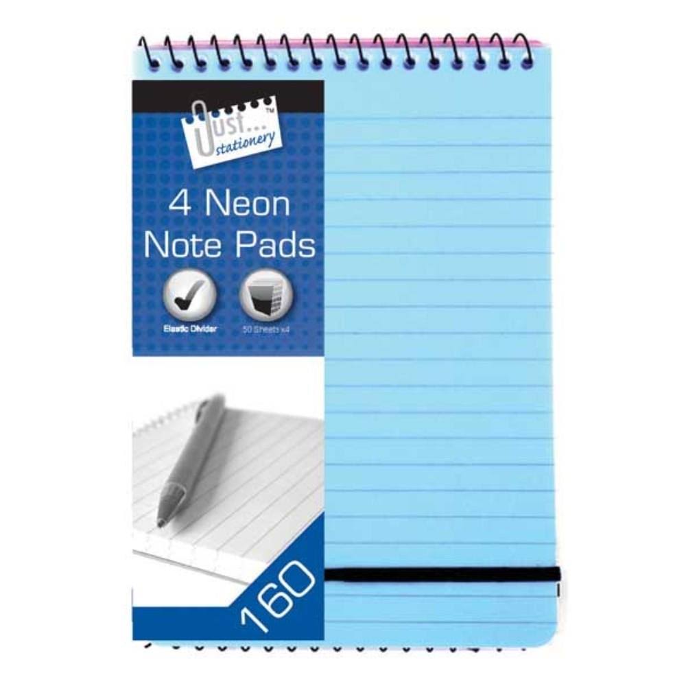 Pack of 4 Neon PP Cover Notebooks 100x150mm