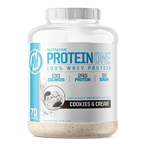 ProteinOne Whey Protein Powder by NutraOne Non GMO and Amino Acid Free Protein Powder Cookies Cream 5 lbs