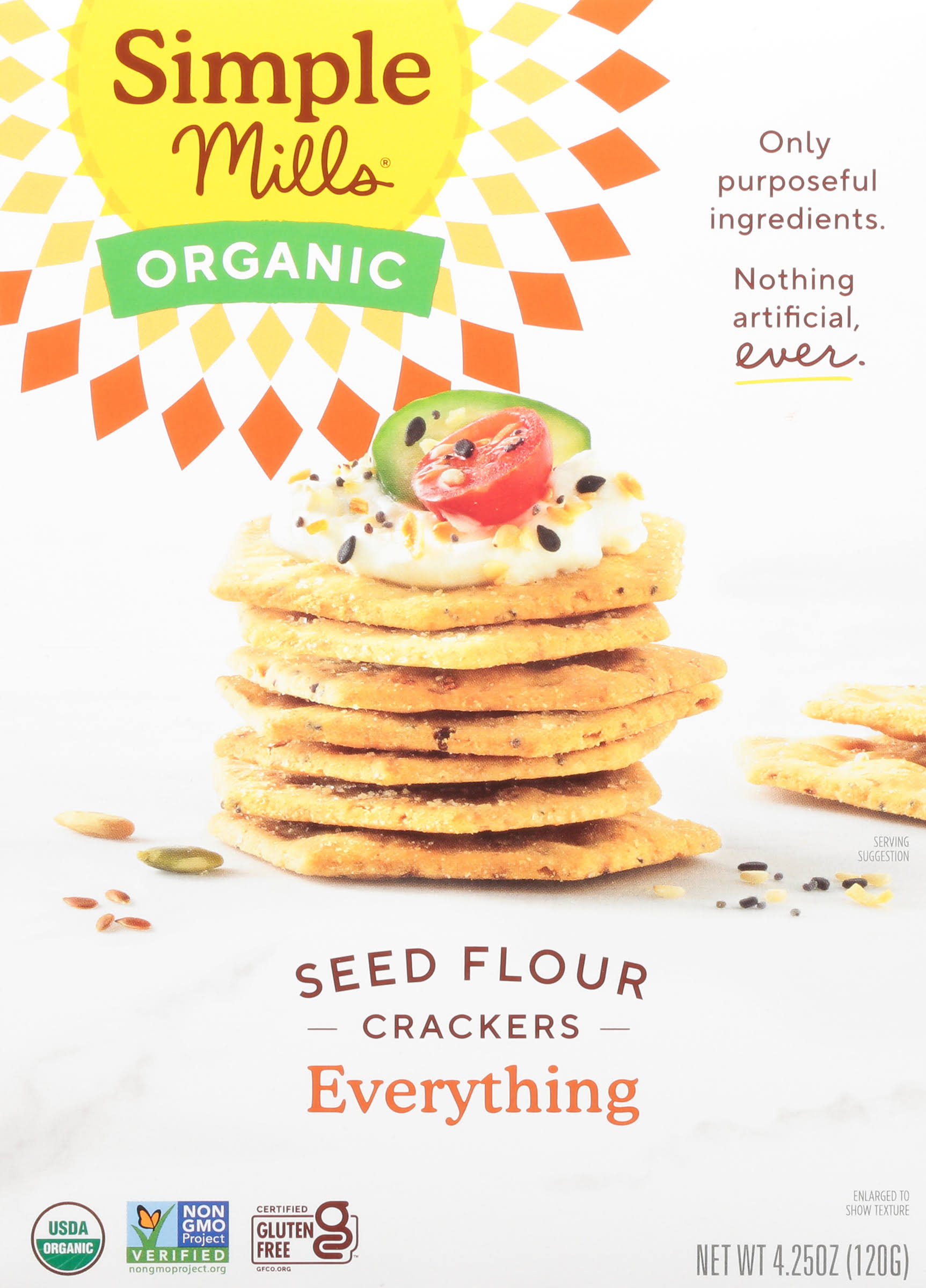 Simple Mills Organic Seed Flour Crackers, Everything, 4.25 oz
