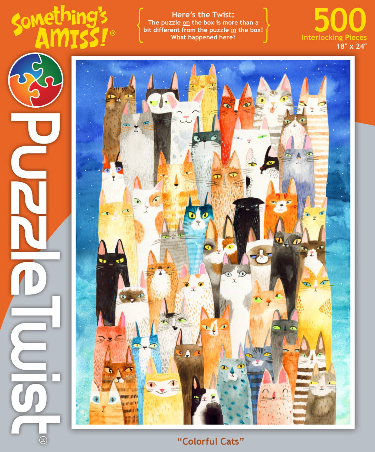 Puzzle Twist Colorful Cats - 500 Piece Puzzle
