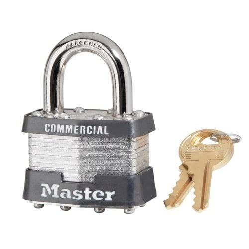 Master Lock 1ka Padlock - 15/16", 1 3/4" Wide, Laminated Steel