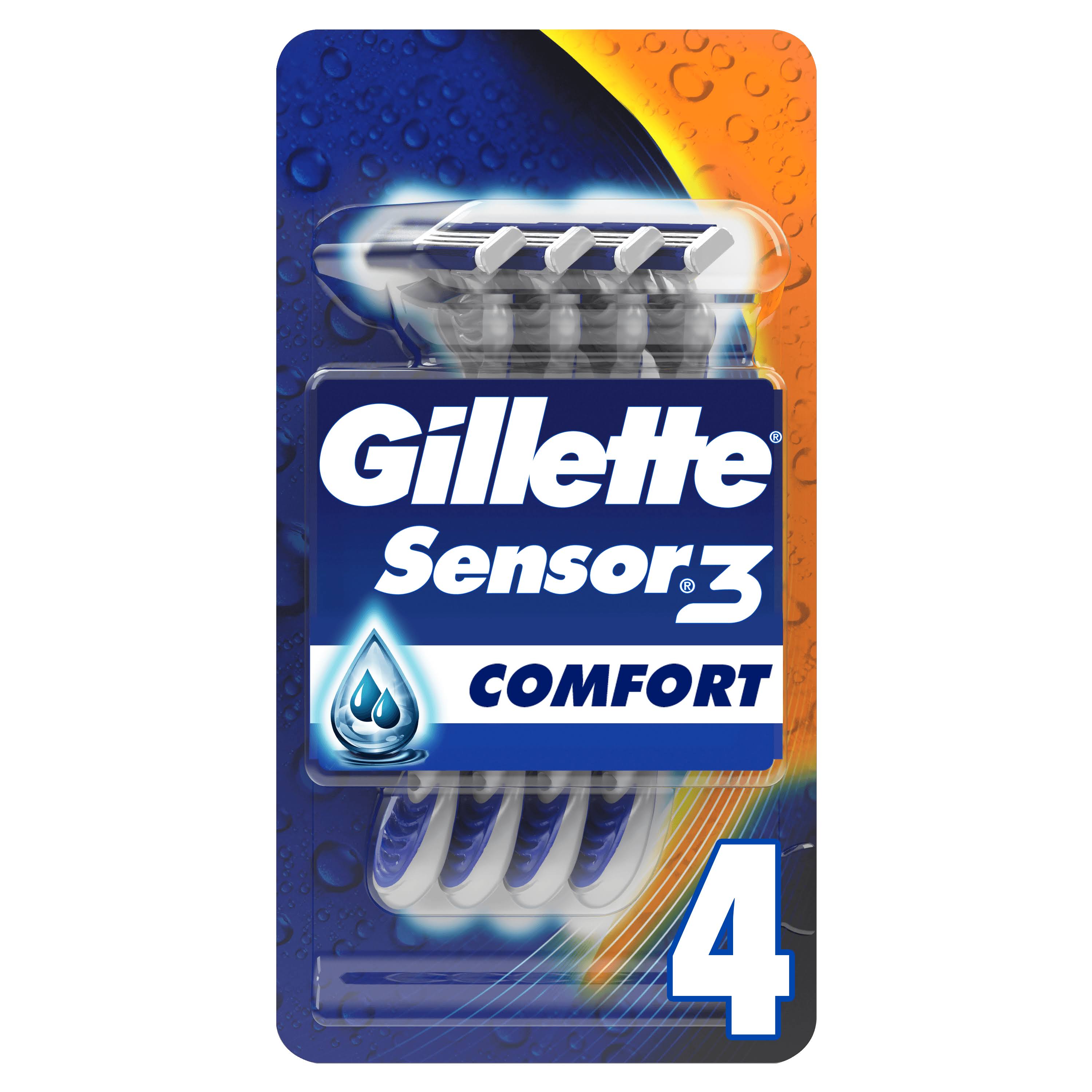 Gillette Mens Sensor3 Comfort Disposable Razor - 4pk