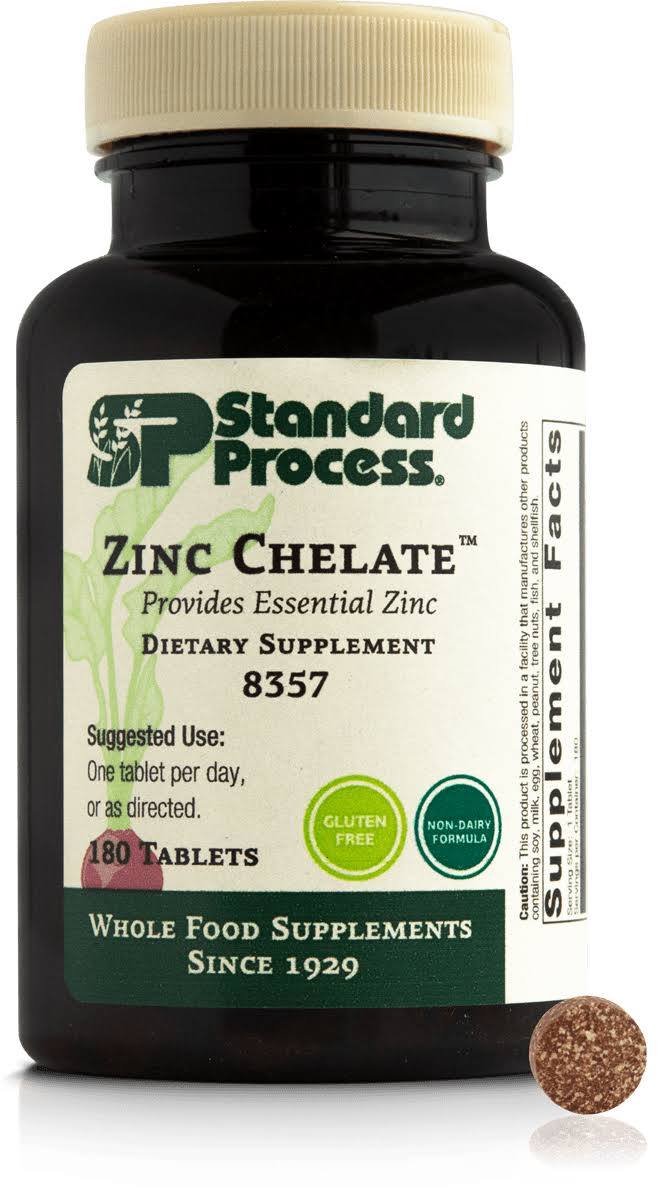 Zinc Chelate · Standard Process 8357 · Supports Healthy Immune System Response Function & Skin Health, 180 Tablets · Whole Food Supplements