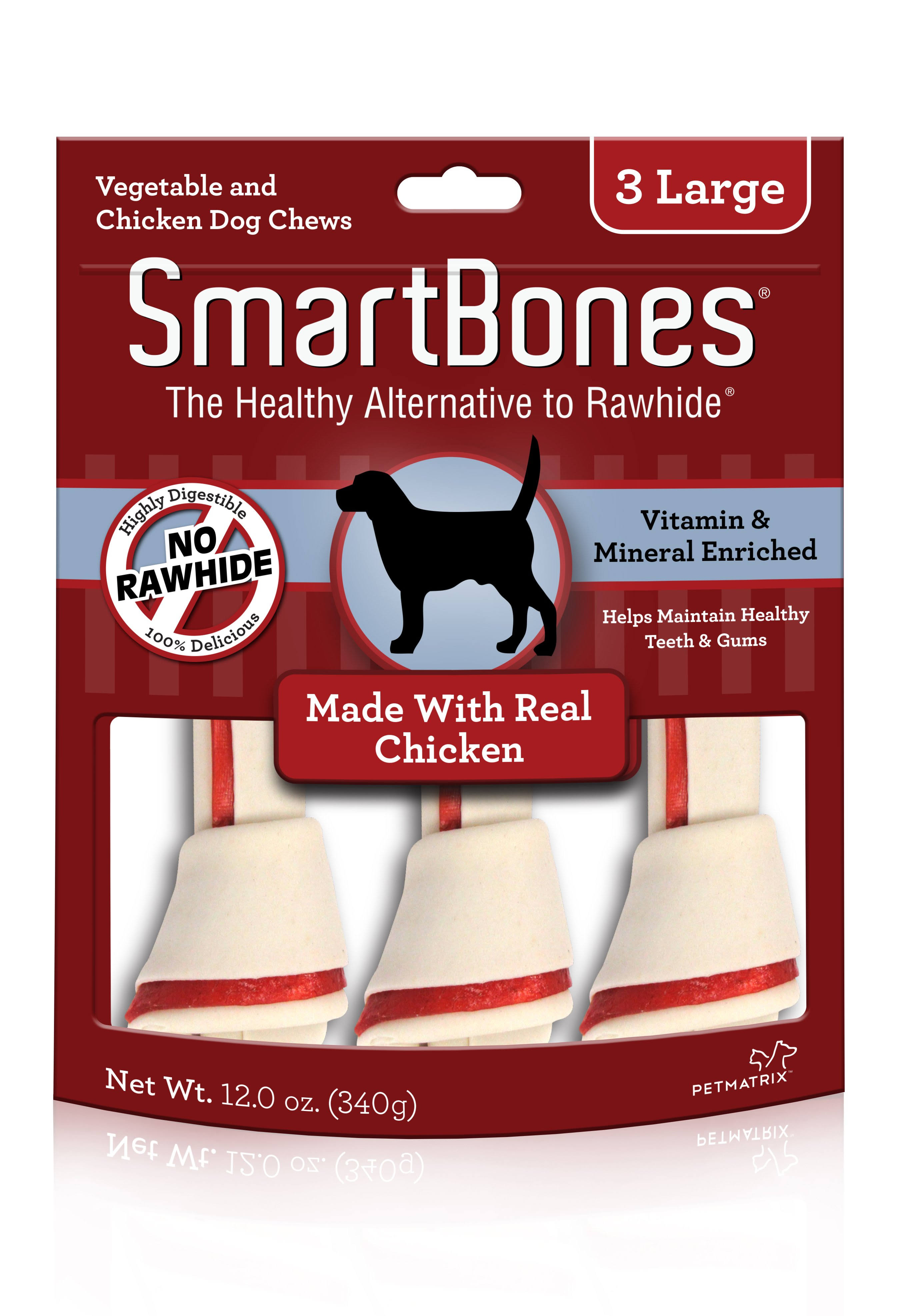 Smartbones Bones Dog Chew - Vegetable And Chicken, Large, 3 Pack, 12oz