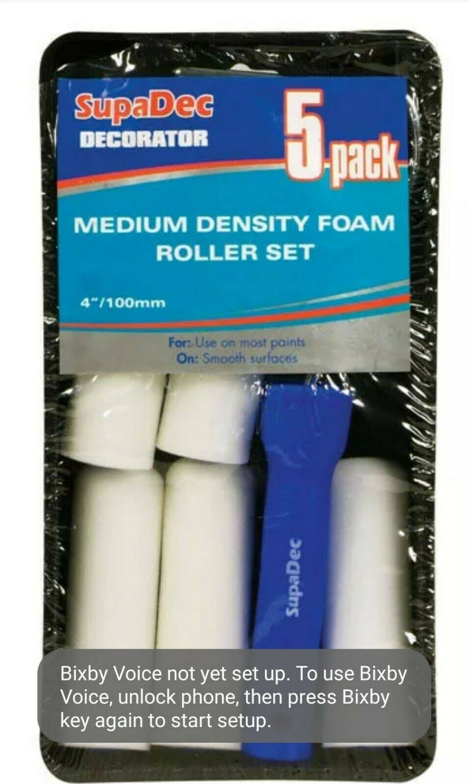 SupaDec Foam Mini Paint Roller and Tray Set - 4", 100mm, 5 Pack