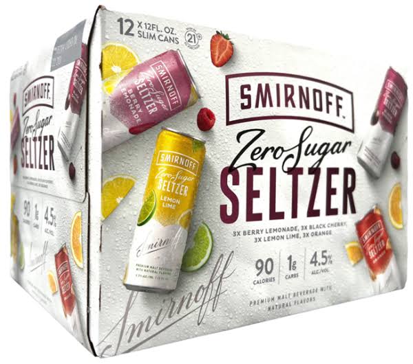 Smirnoff Hard Seltzer, Zero Sugar, Assorted - 12 pack, 12 fl oz slim cans