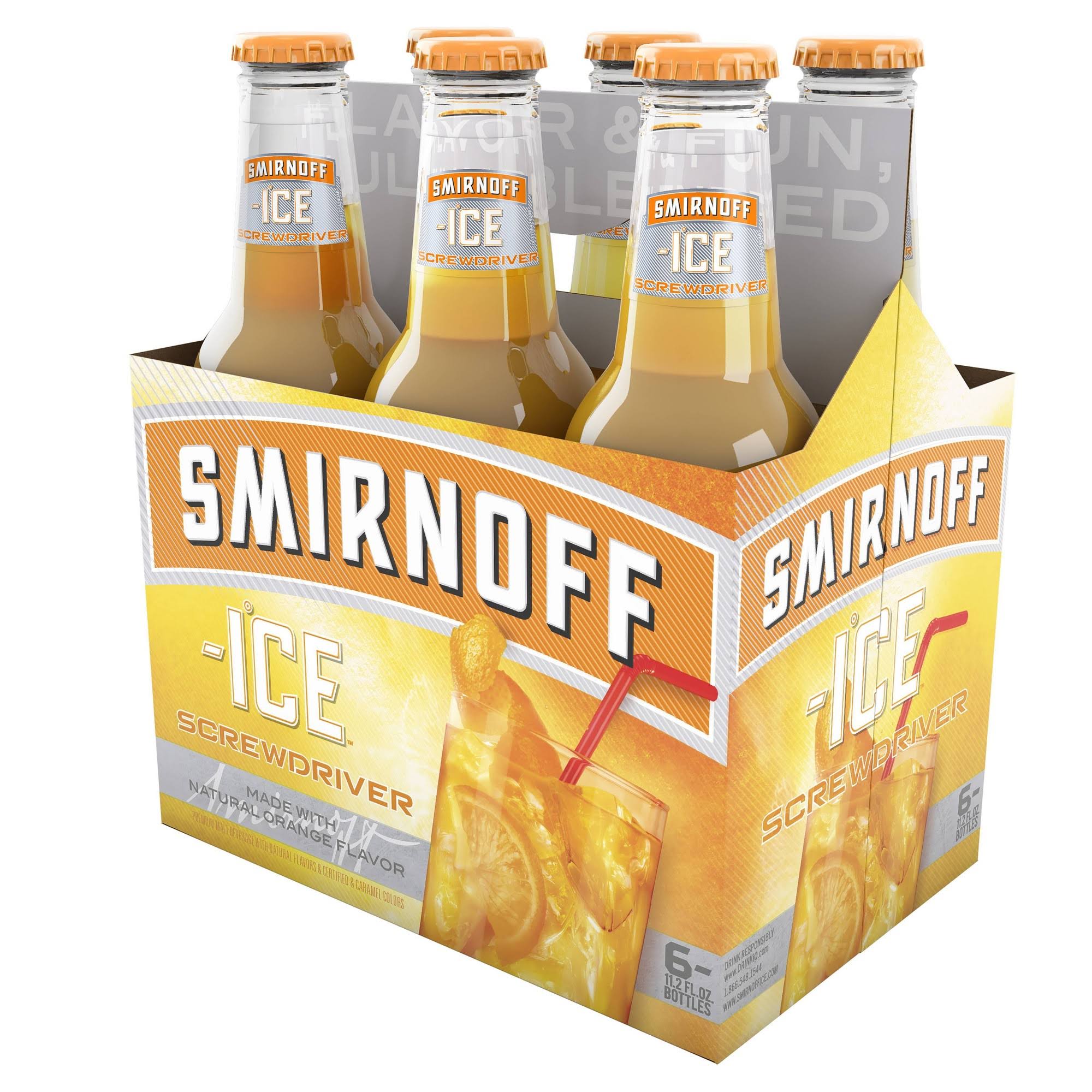 Smirnoff Ice Malt Beverage, Screwdriver - 6 pack, 11.2 fl oz bottles