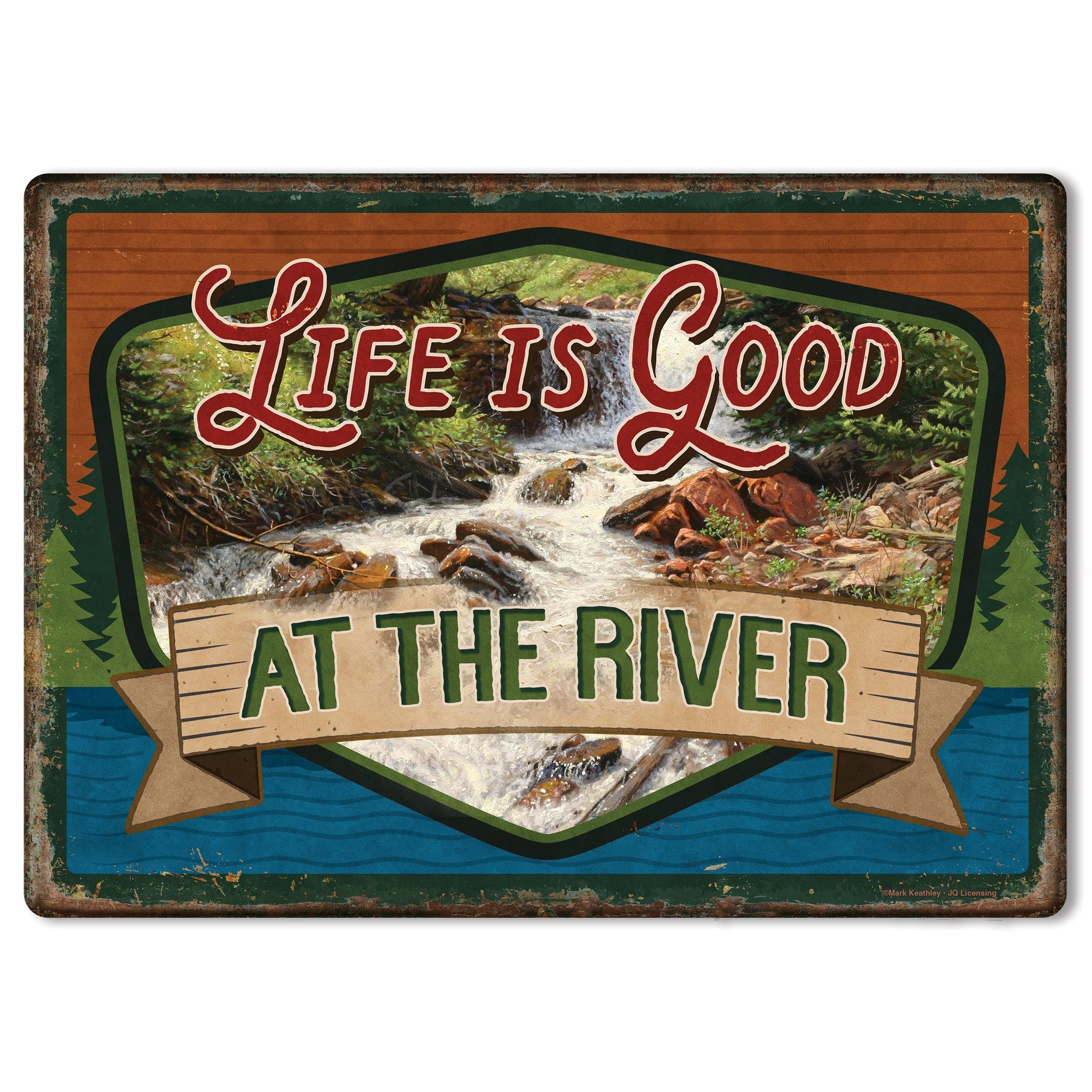 River's Edge Products Tin Sign 12in x 17in - Life River, Other