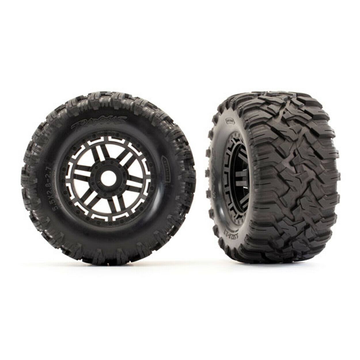 Traxxas 8972 - All-Terrain Tires & Black Maxx Wheels, 17mm Splined (2)