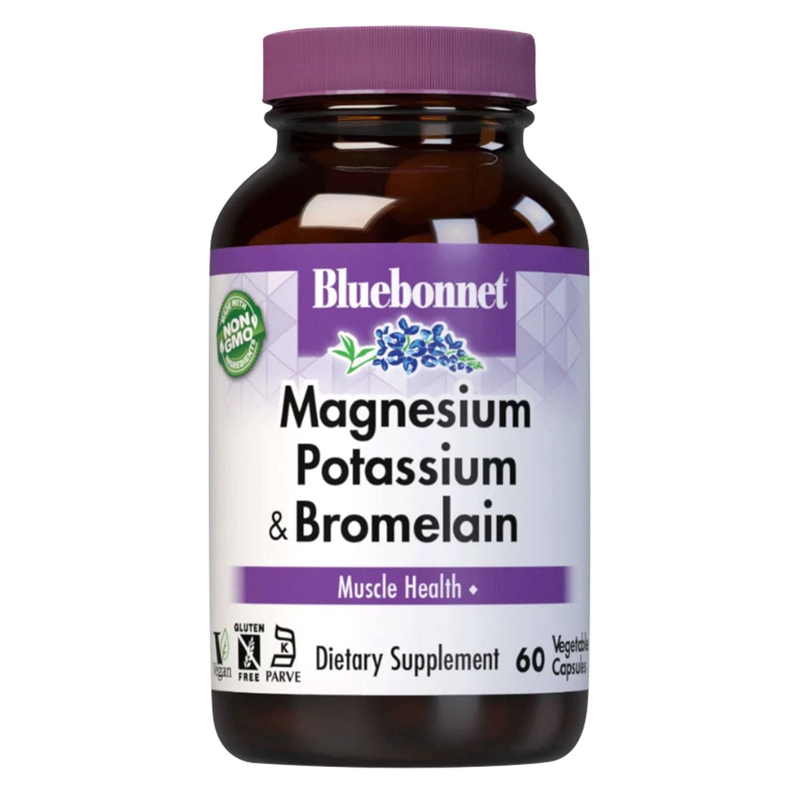 Bluebonnet Magnesium Potassium & Bromelain Dietary Supplement - 60 Capsules