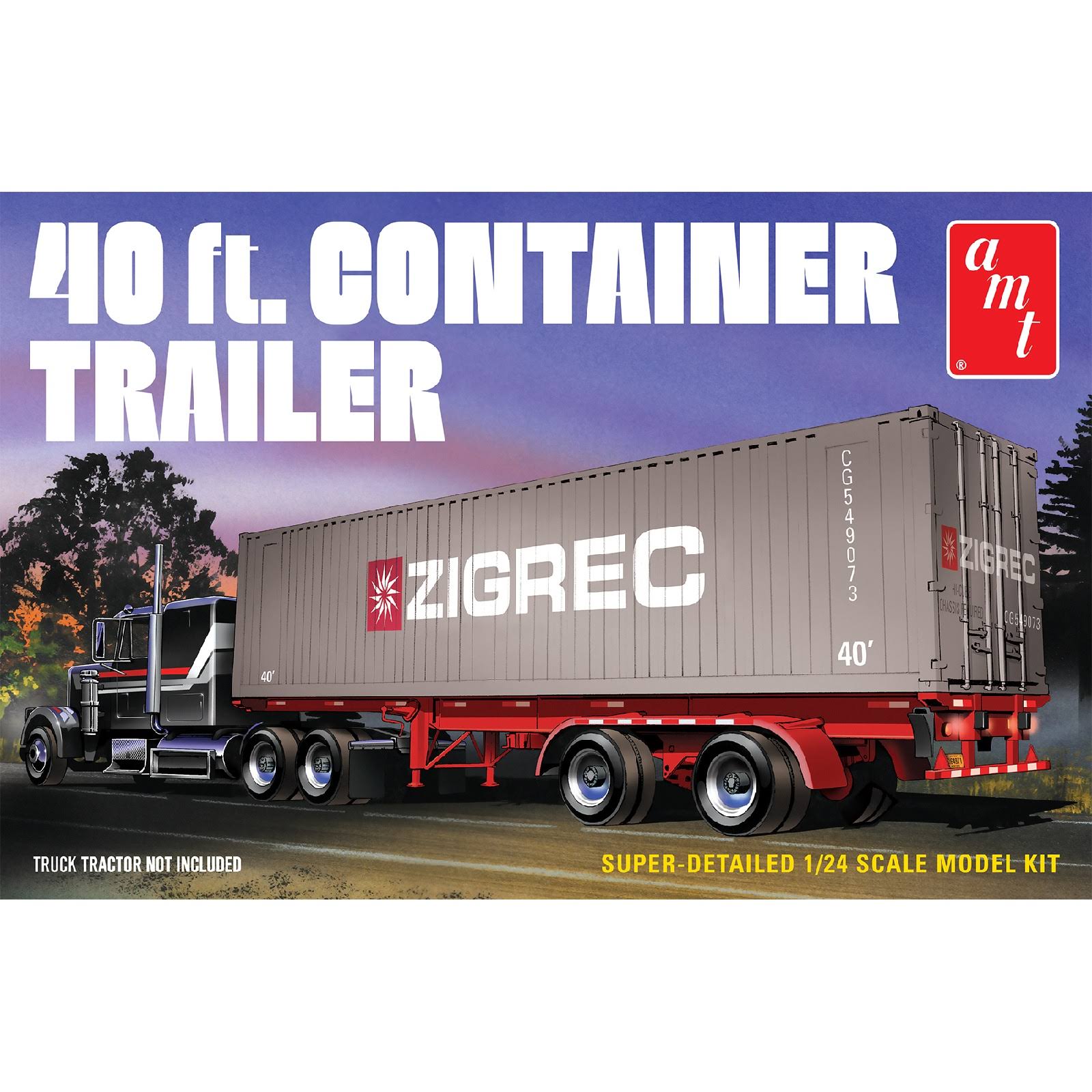 AMT 40' Semi Container Trailer Plastic Model Kit, 1/24 Scale