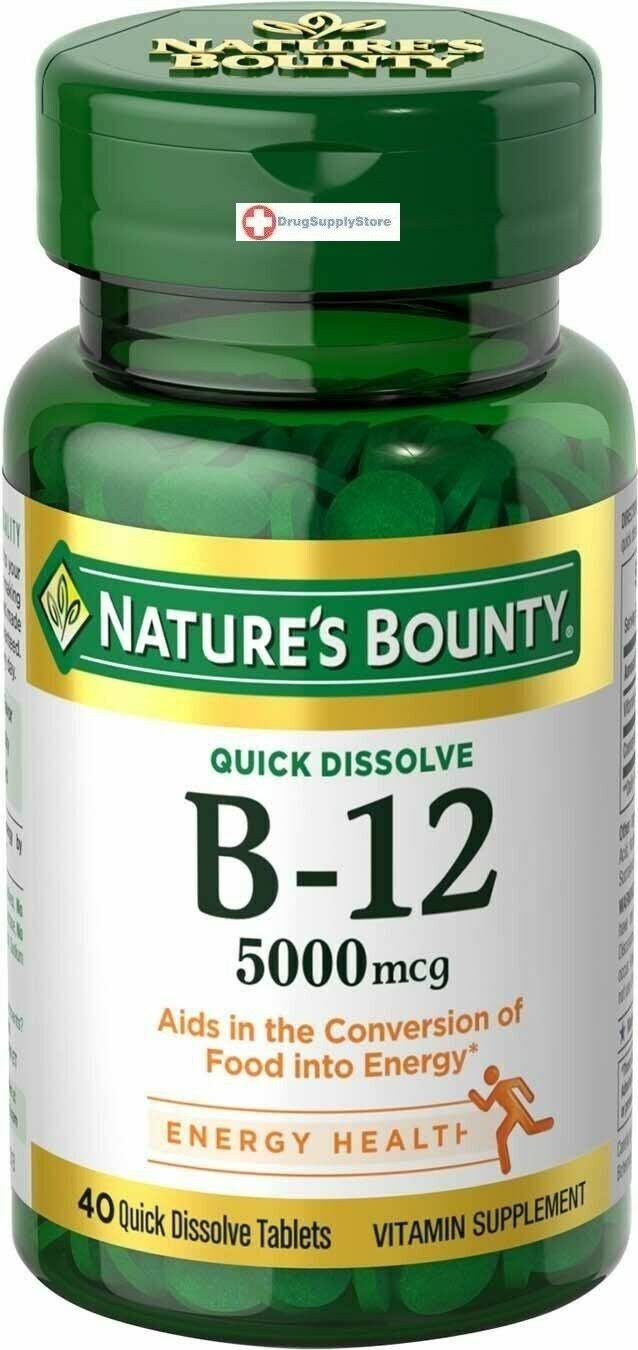 Nature's Bounty B-12 Vitamin Supplement - Natural Cherry, 5000mcg, 40ct