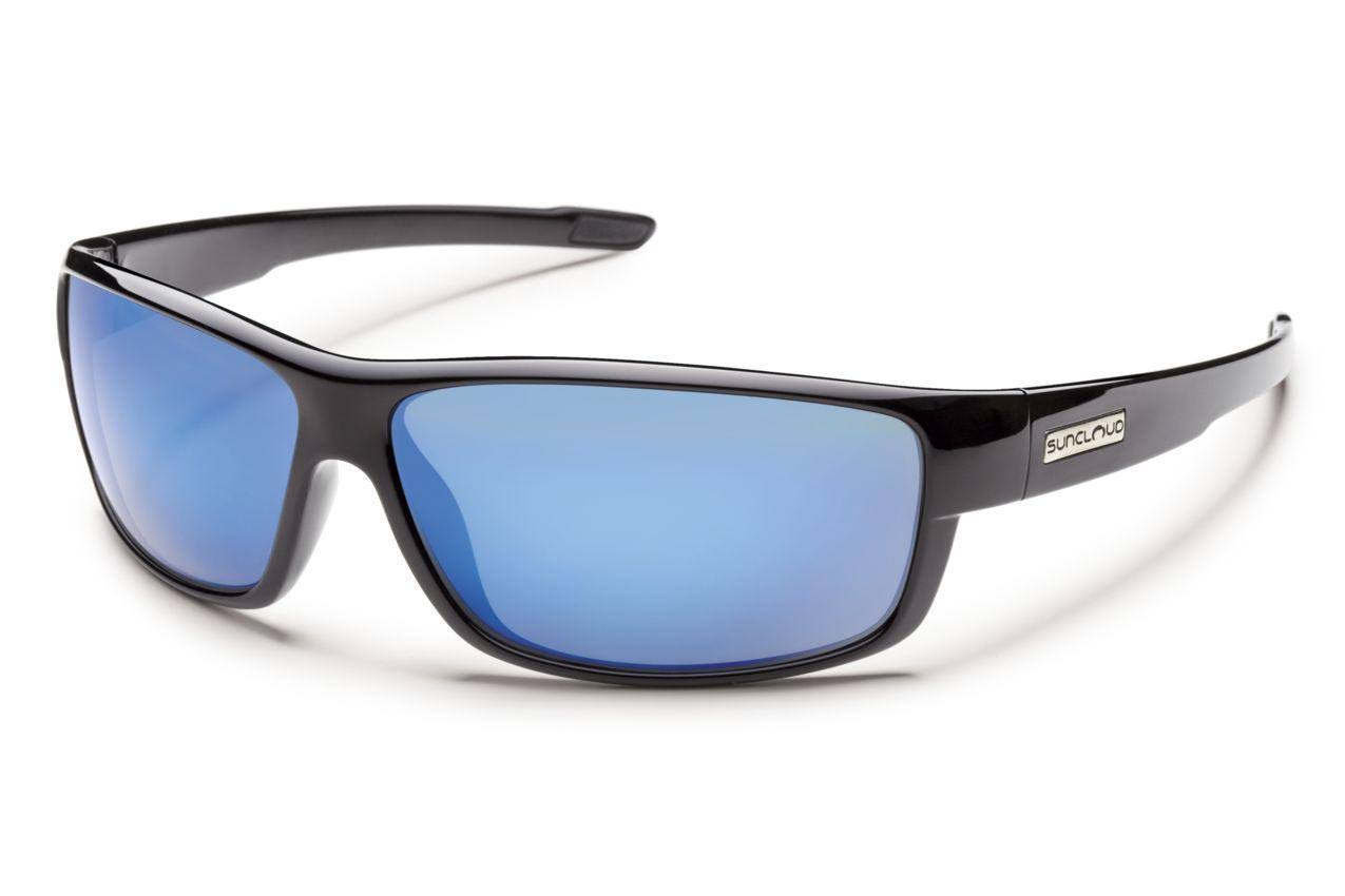 Suncloud Voucher Polarized Sunglasses Black Frame Blue Mirror Lens