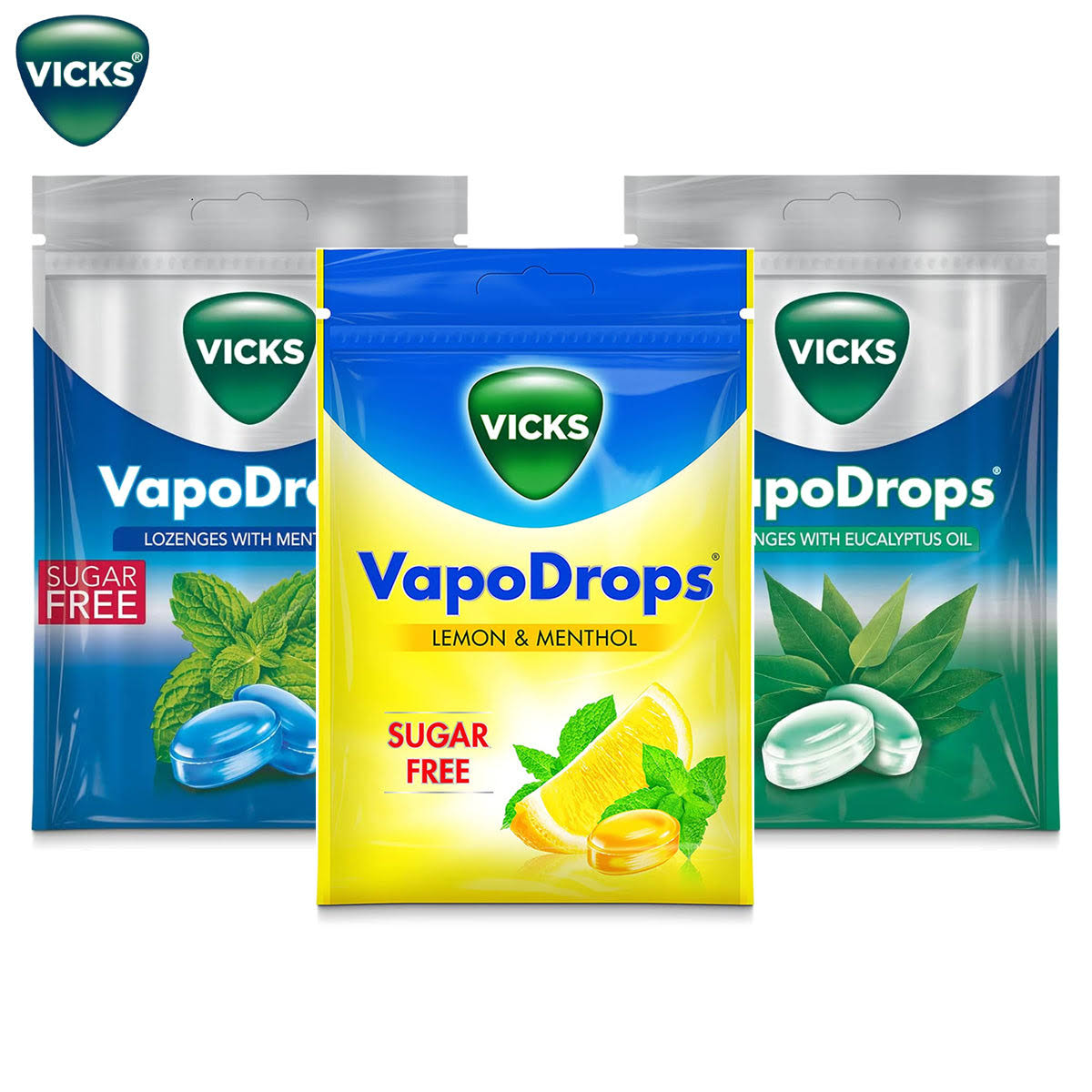 Vicks Sugar Free Eucalyptus Vapo Drops - for Cold and Flu, 72g