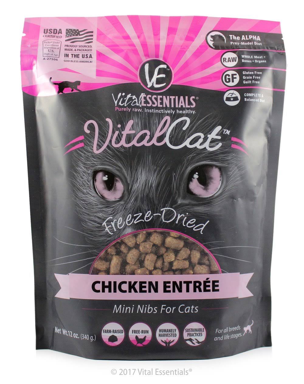 Vital Essentials Freeze-Dried Mini Nibs Chicken Entree Cat Food - 12oz