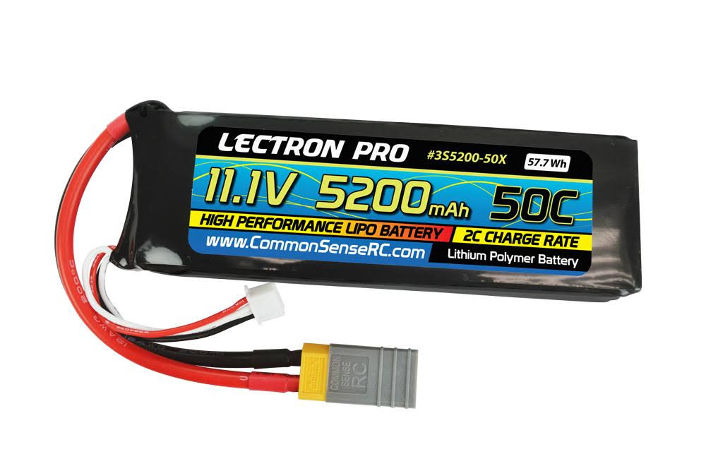 Lectron Pro 11.1V 5200mAh 50C Lipo Battery with XT60 Connector + CSRC Adapter