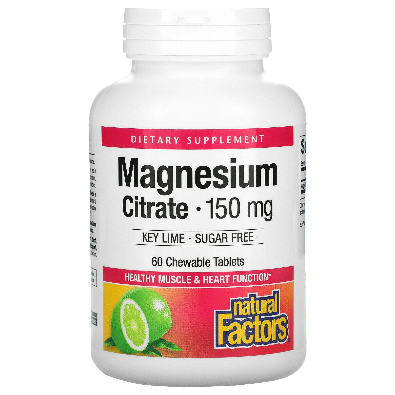 Natural Factors Magnesium citrate Key Lime 150 MG 60 Chewable Tablets