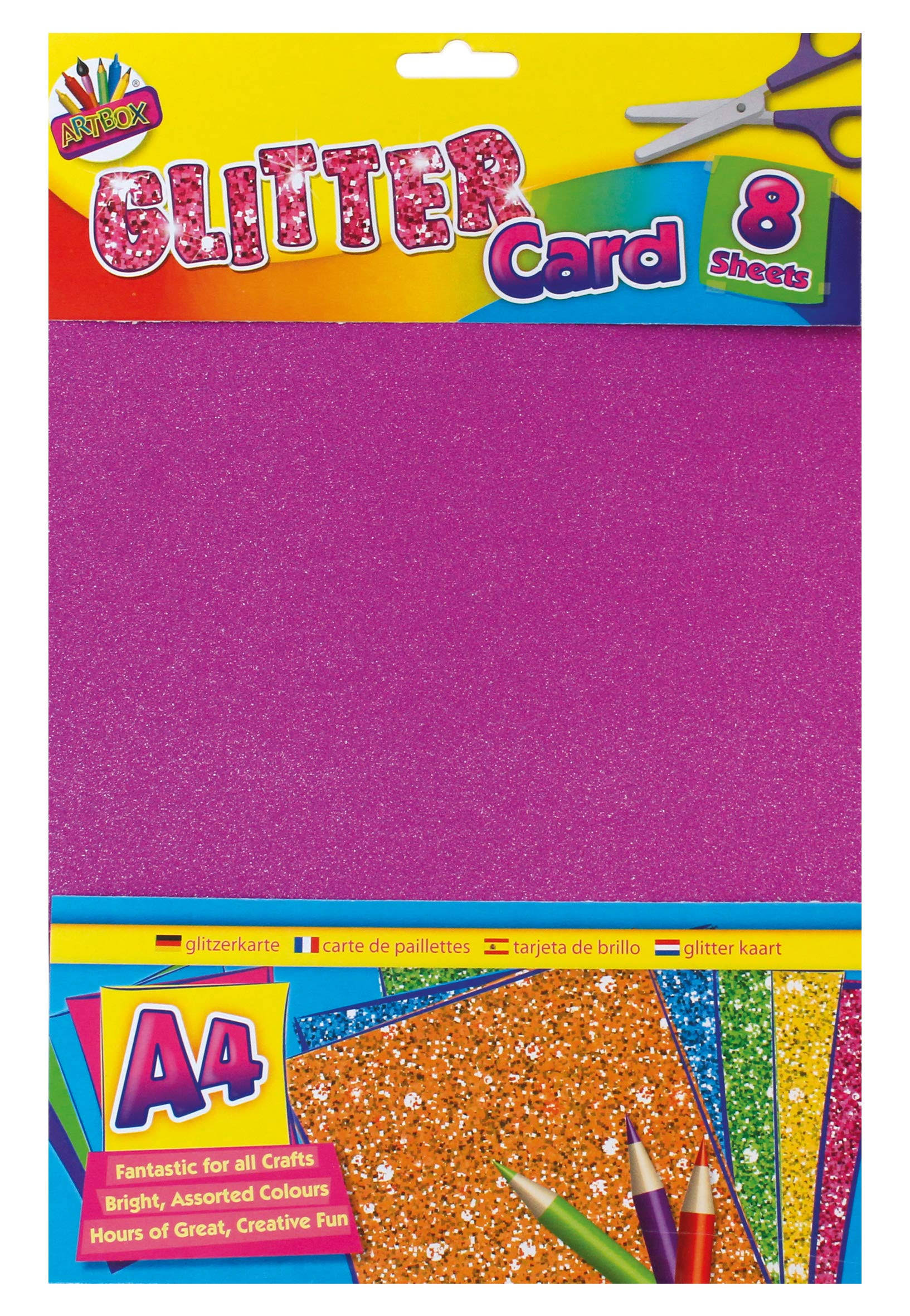 Art Box A4 Glitter Card: 8 Sheets