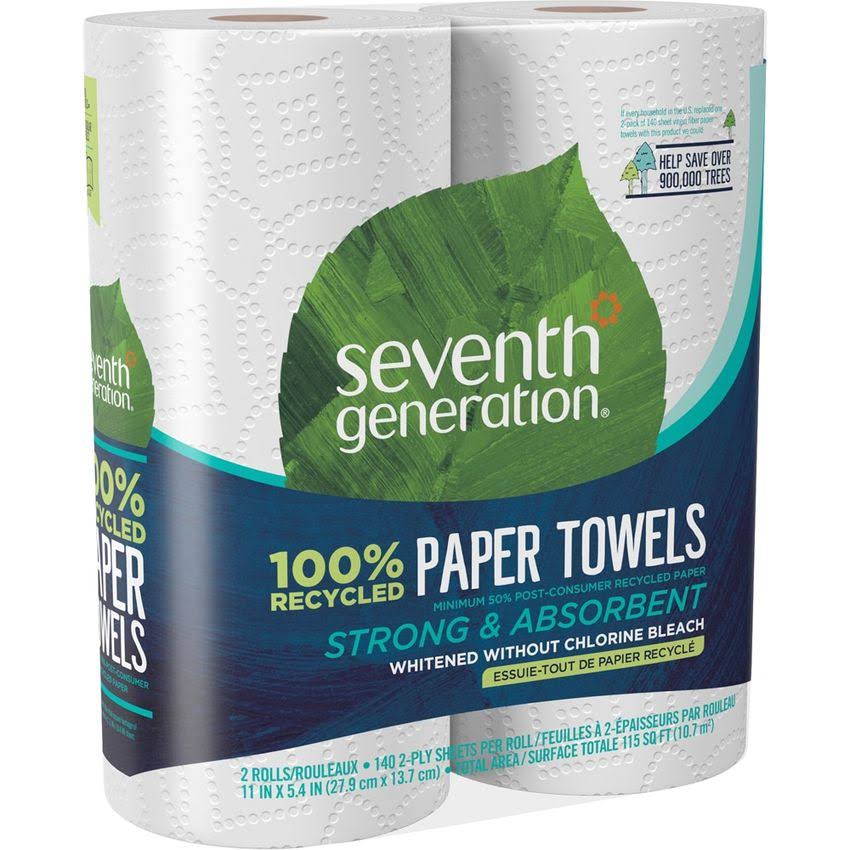 Seventh Generation 100% Recycled Paper Towels - White, 2 Rolls