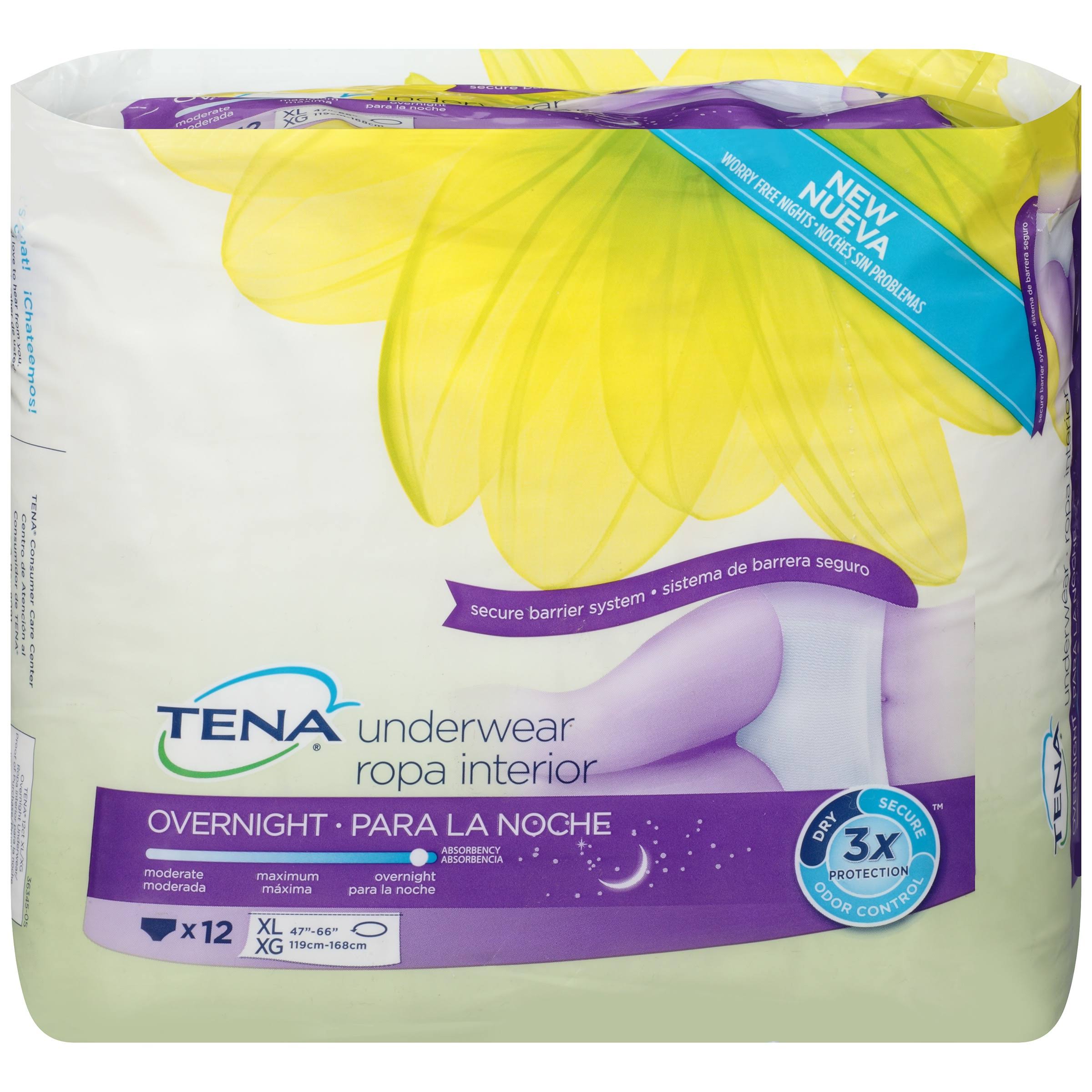 Tena Incontinence Underwear - Overnight, XLarge, 12ct