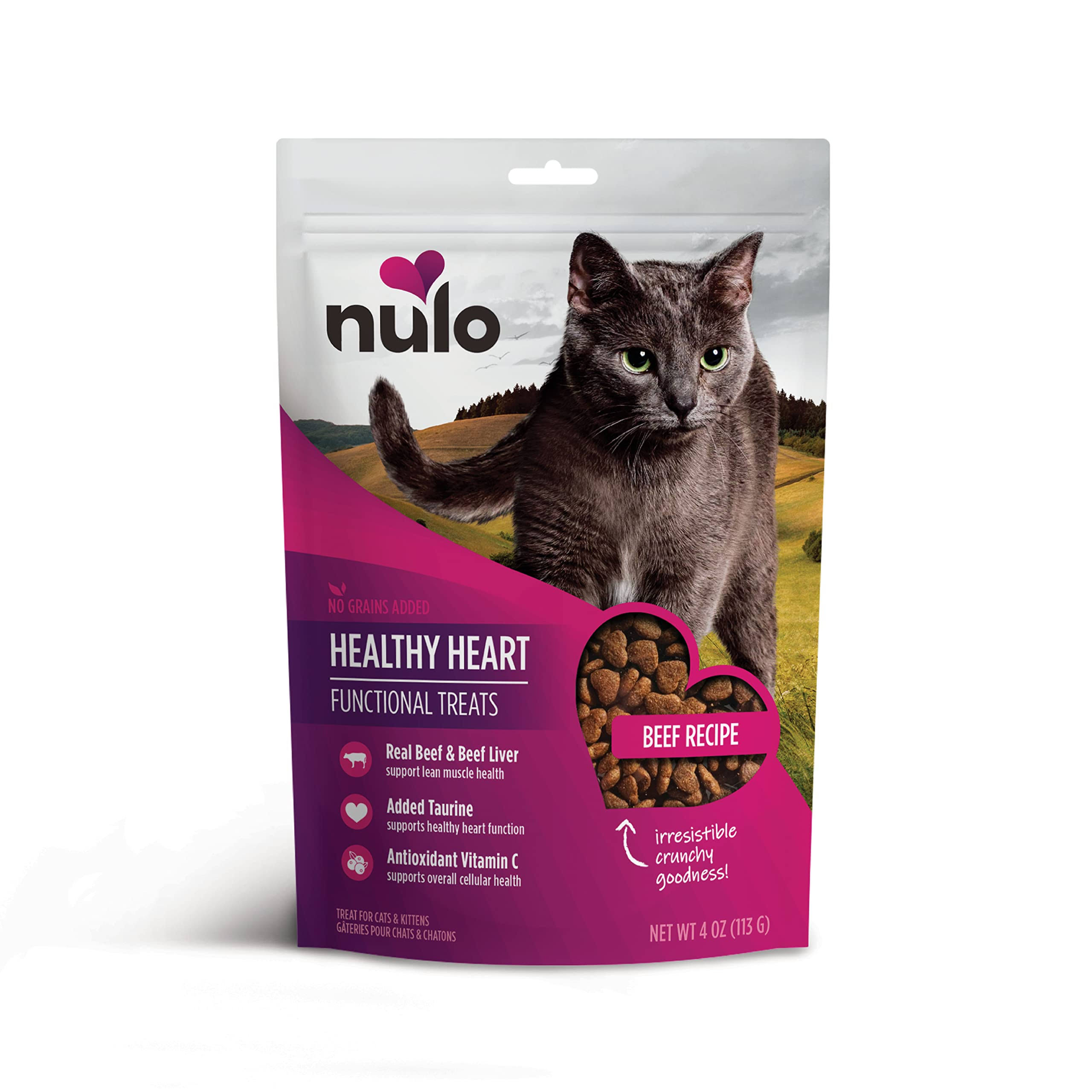 Nulo Healthy Heart Beef Recipe Functional Cat Treats, 4-oz