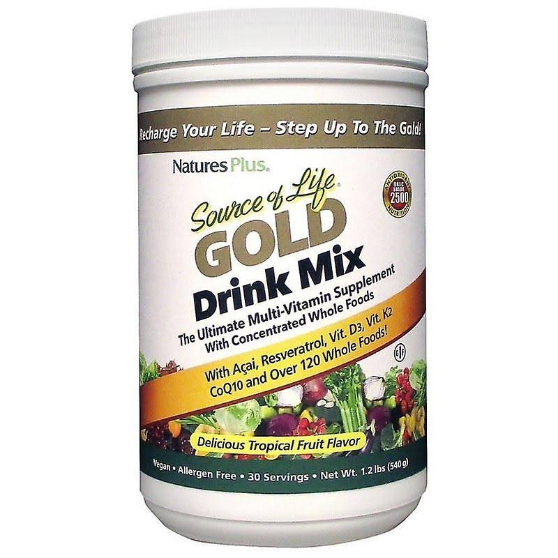 Nature's Plus Source of Life Gold Drink Mix Delicious Tropical Fruit Flavor 1.2 lbs (540 g)
