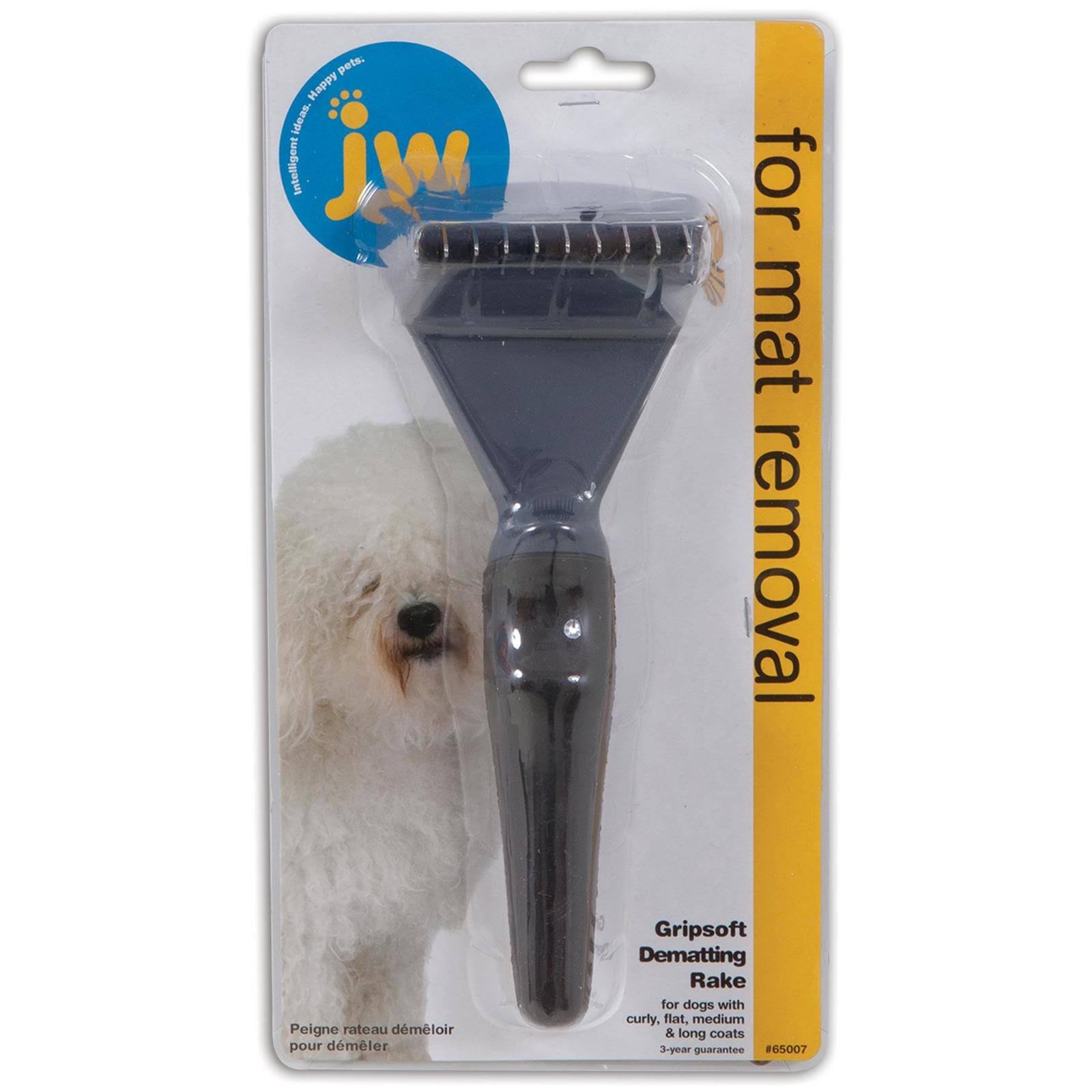 JW Pet Company GripSoft Dematting Rake Dog Brush