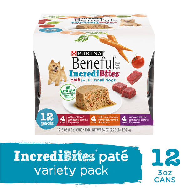 Purina Beneful Small Breed Wet Dog Food Variety Pack, IncrediBites Pate - 3 Oz Cans