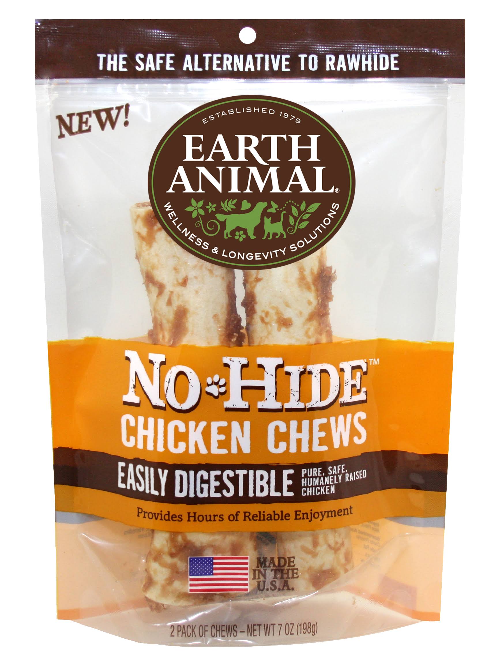 Earth Animal No-Hide Medium Chicken Flavored Rolls Natural Rawhide Alternative Dog Chew Treat for Medium Dogs - 2 Chews