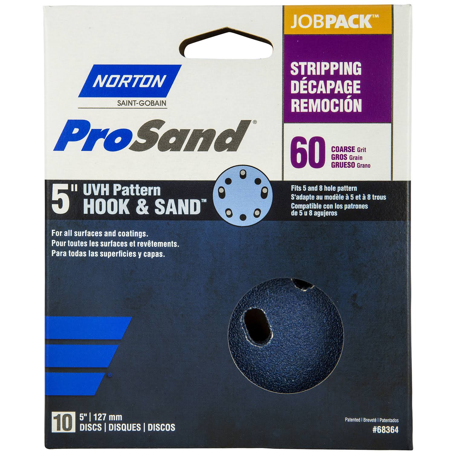 Norton Prosand Universal Vacuum Sanding Disc - 60 Grit ,5",10pcs