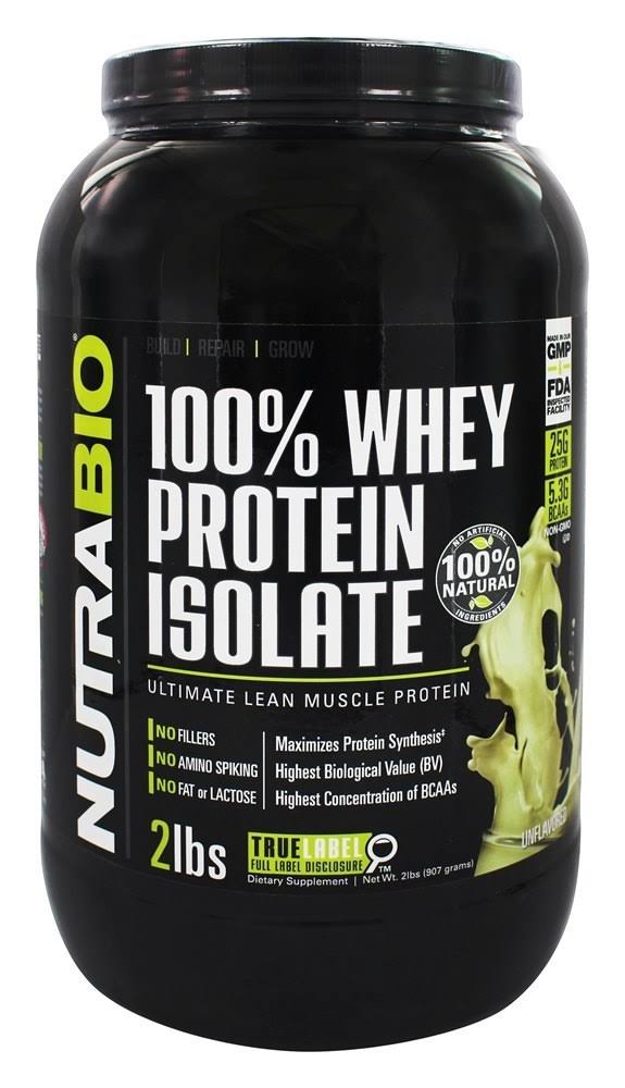 NutraBio Unflavored 100% Whey Protein Isolate Supplement - 2lb