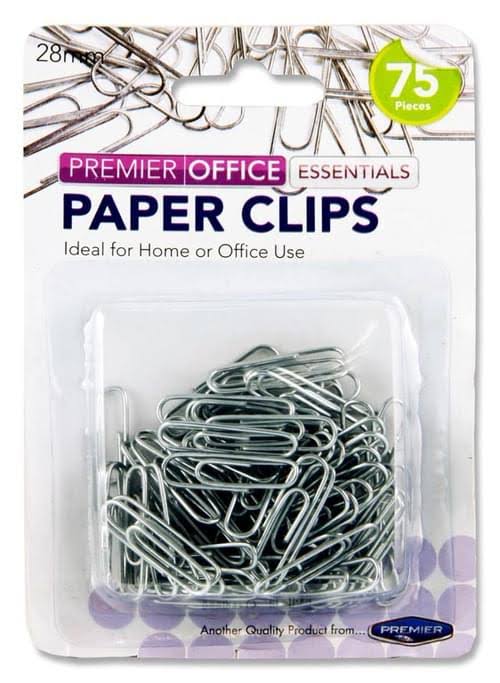PREMIER OFFICE CARD 75 28mm SILVER PAPER CLIPS