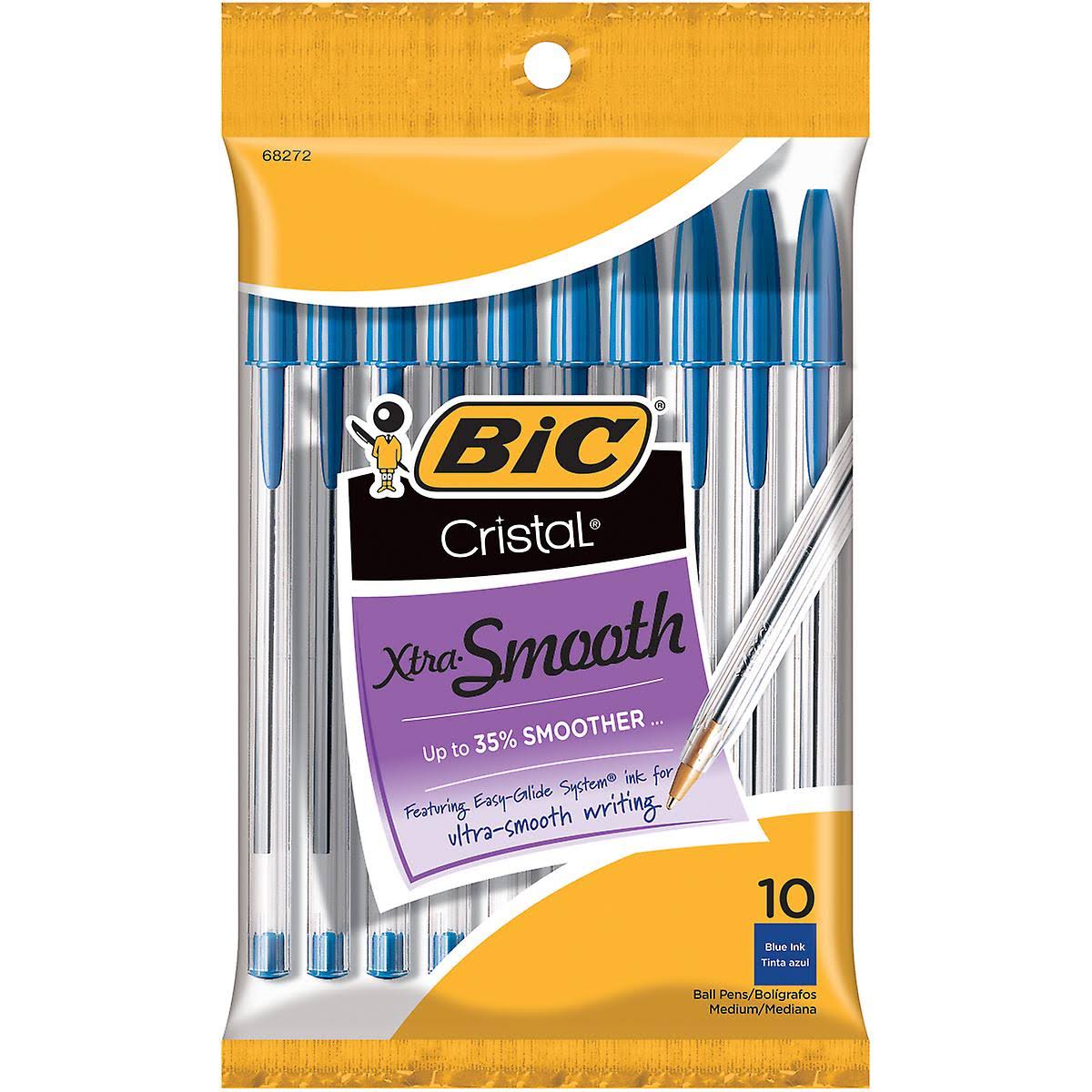 BIC Cristal Ball Pen - Medium, Blue, 10 Pack