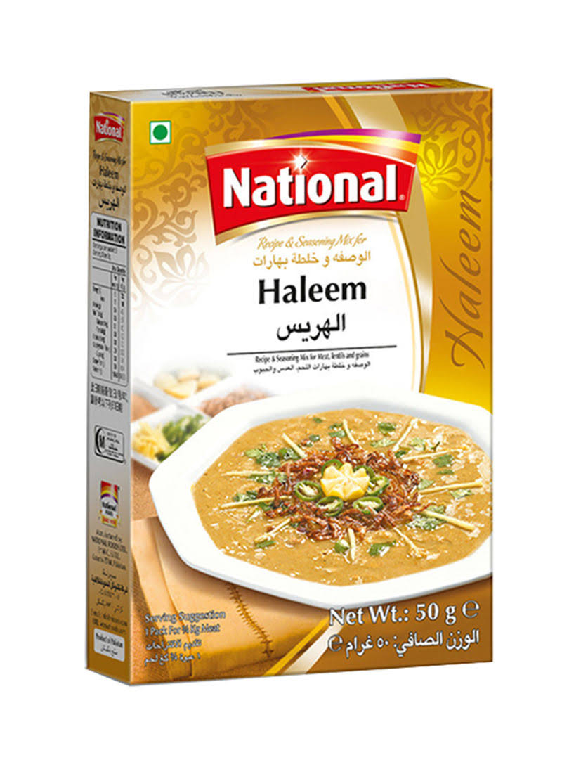 National Foods Haleem Recipe Mix 1.51 oz (43g) | Traditional Curry Spice Powder | Essential South Asian Dish | Lentil & Meat Stew Seasoning Food | Box