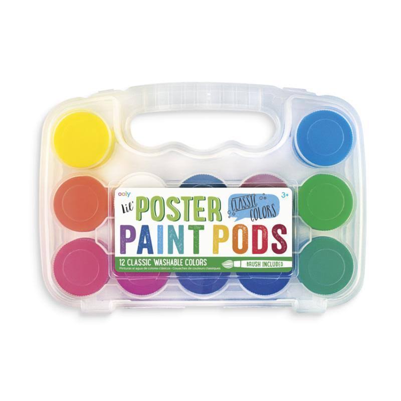 International Arrivals Lil Paint Pods Poster Paint and Brush Set - 12 Pieces