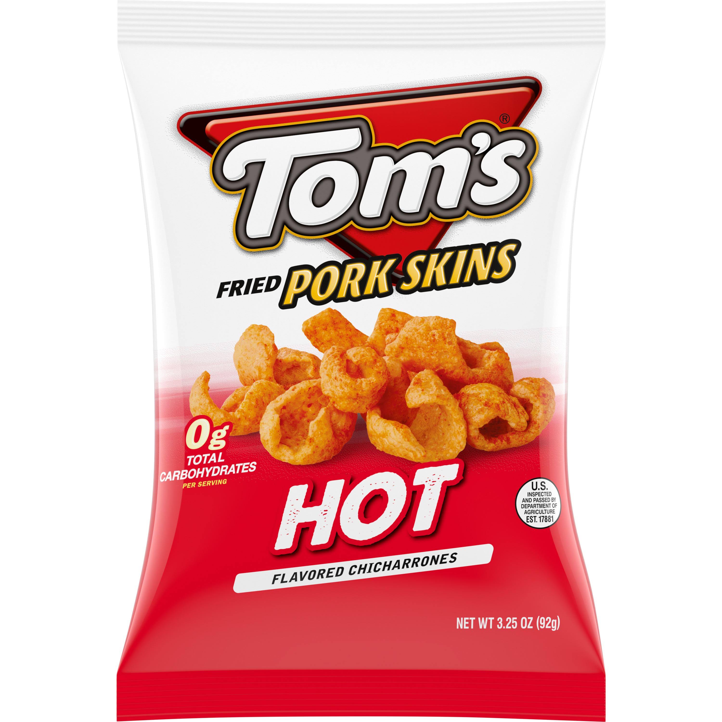 Tom's Fried Pork Skins, Hot - 3.25 oz