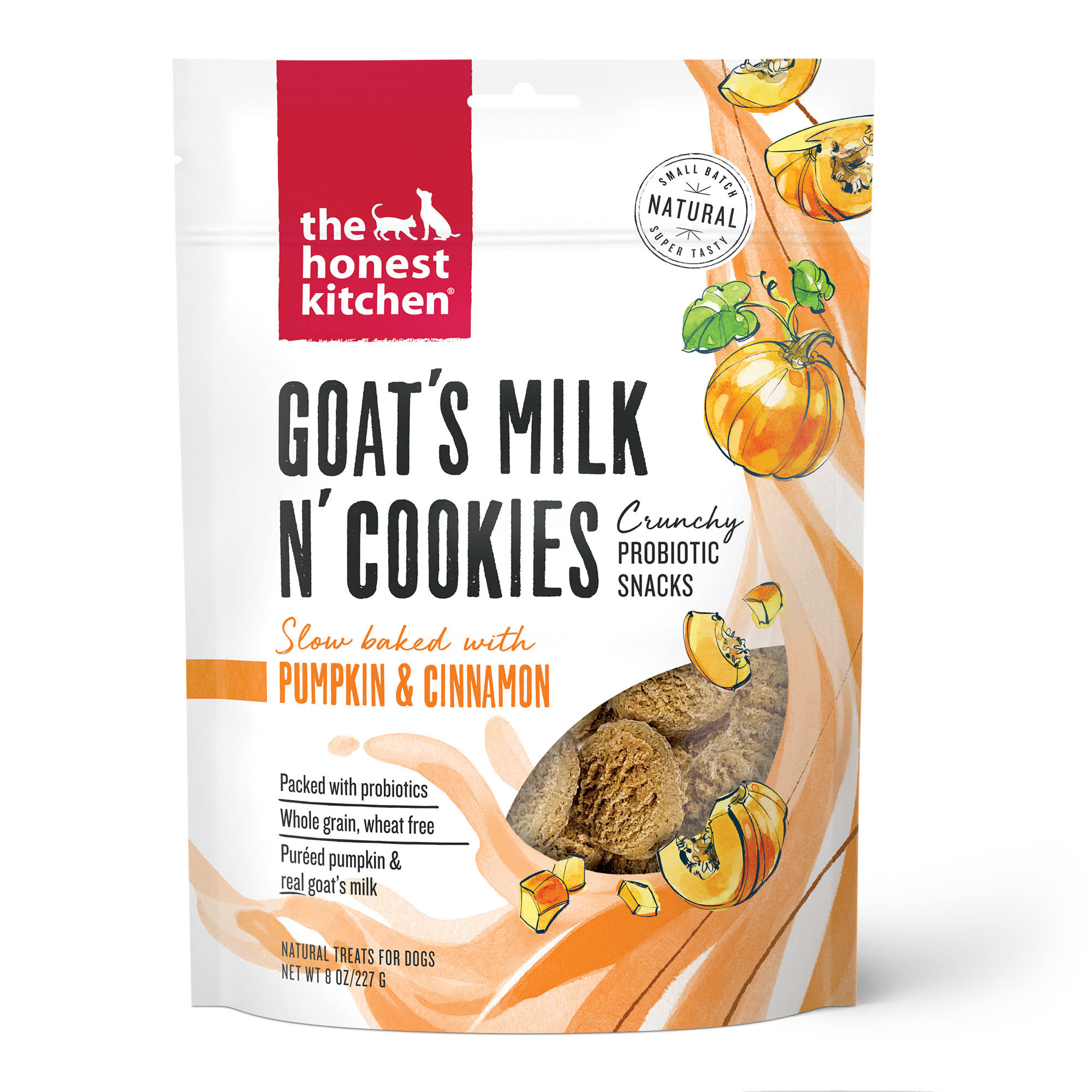 The Honest Kitchen Goat's Milk N' Cookies Dog Treats - Pumpkin & Cinnamon Recipe - 8 oz. Pouch