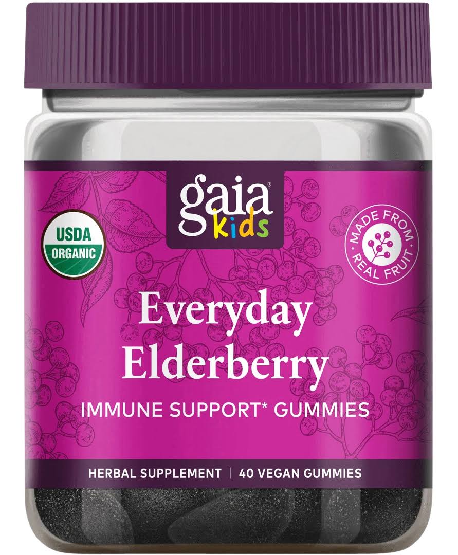 Gaia Herbs, Kids, Everyday Elderberry Immune Support, 40 Vegan Gummies