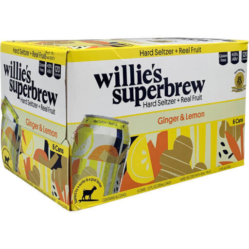Willie's Superbrew Hard Seltzer Ginger & Lemon 12oz Cans