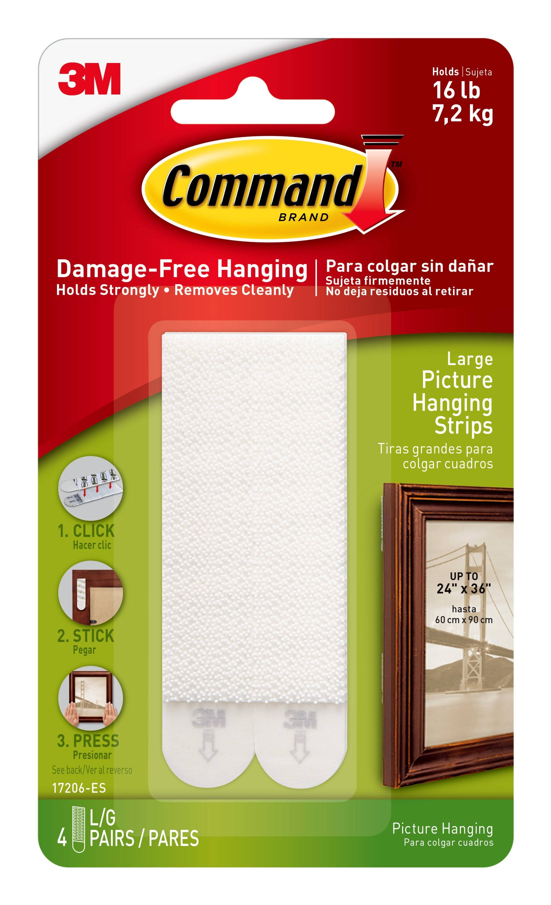 Command Picture Hanging Adhesive Strip - Large, 4ct
